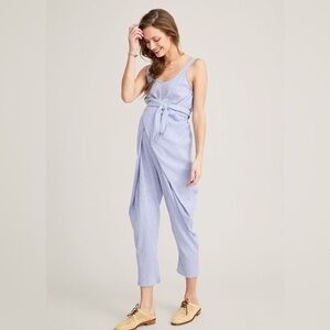 Hatch maternity wrap around jumpsuit blue pinstripe 1 small